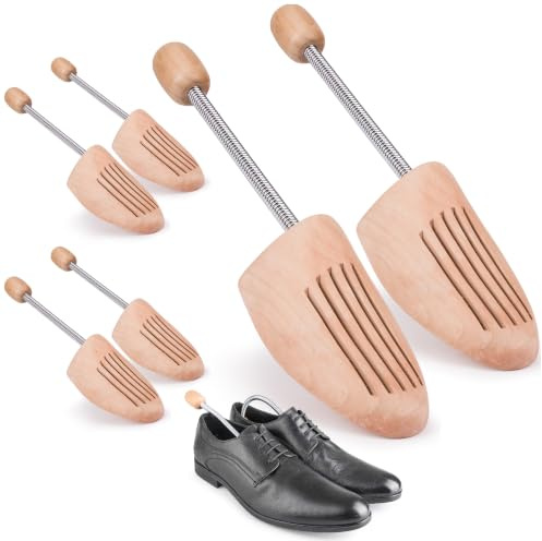 TULMERO Schuhspanner Herren & Damen – Schuhdehner aus Kiefernholz für Schuhe & Stiefel, 2 Stück – Atmungsaktive Holzspanner mit Doppelfeder für perfekte Form & Frische