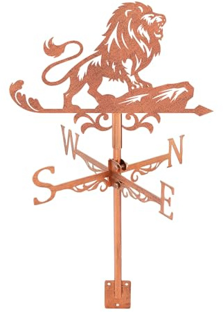 SUPERDANT Segnavento in Metallo Leone Ruggente con Gallo Decorativo per Banderuola Vento da Giardino Fattoria Tetto Prato con Design Animale in Rame per Esterni
