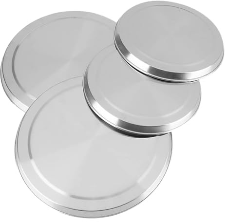 BAZEITFLOW 4 pièces Couvercles Brûleurs Cuisinière Acier Inox Protection Poêles Rondes Grandes Petites Argent Compatible Plaques Électriques et Gaz