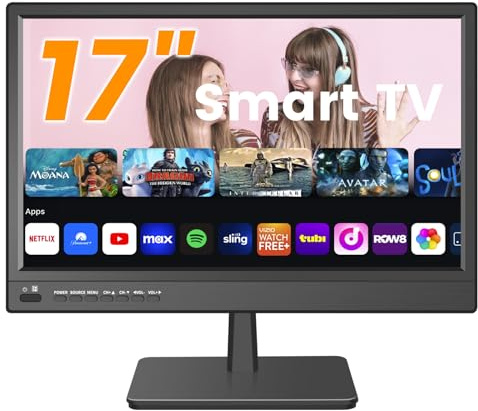 ZOSHING 17 Inch Smart TV,Small Television with HDMI Input,Built-in Digital Tuner/USB-Supports Wall-Mounted-for Bedroom,Kitchen,RV - Includes Remote Control(Black) (17INCH)