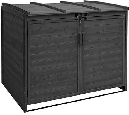 PROREGAL XL 2er-/4er-Mülltonnenverkleidung, HxBxT 138x138x105 cm, Anthrazit, Mülltonnenbox Mülltonnenabdeckung Holz