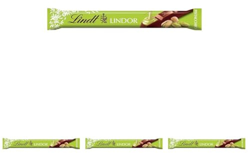 Lindt LINDOR Snack Cioccolato al latte con Pistacchio, formato 38g (Confezione da 4)