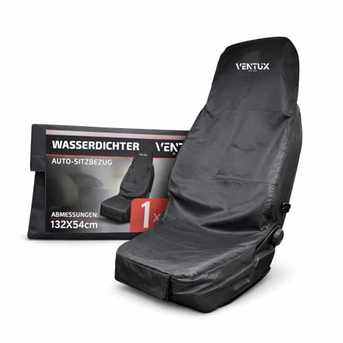 VENTUX GEAR Autositzbezug Wasserdicht 132x54 – cm Schnelle Montage | Aufbewahrungshülle · Zweilagiges Oxford · Elastische Laschen · Sitzheizung geeignet · Ohne chemischen Geruch · REACH