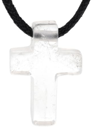 Lebensquelle Plus Kreuzanhänger | Kreuz gebohrt inkl. Baumwollband | 1,8 x 2,5 cm Anhänger + Edelsteinkarte