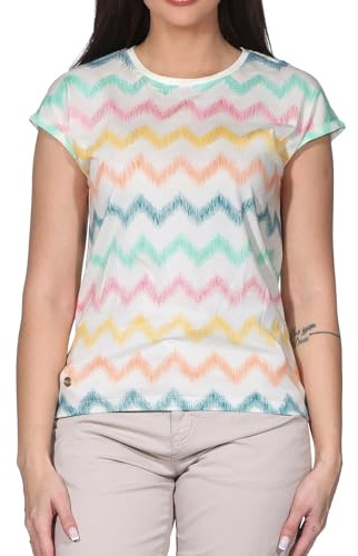 Ragwear Damen T-Shirt Kurzarmshirt Jerseyshirt Rundhals mit Chevron-Muster Diona Print 2611-10016