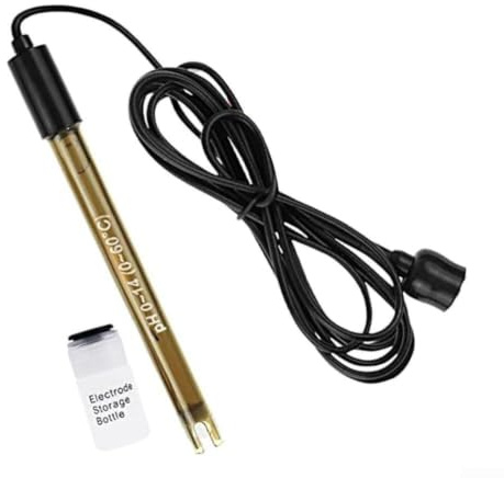 Elettrodo PH con spina BNC, sonda di ricambio per misuratore di pH, campo di misurazione 0-14, cavo da 200 cm, include polvere di calibrazione per laboratorio, piscina e industria