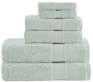 Madison Park Organic 100% Cotton Bathroom Towel Set Hotel-und Spa-Qualität, sehr saugfähig, schnell trocknend, inklusive Dusche, Handwäsche und Waschlappen, Baumwolle, Seafoam, Multi-Sizes