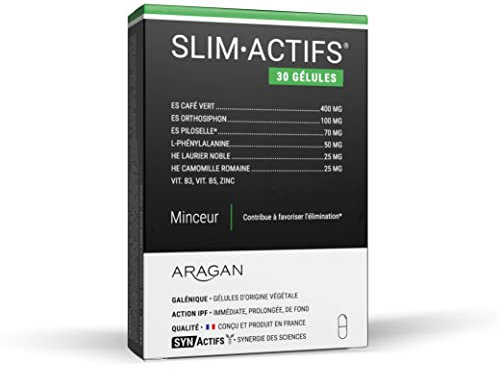 Lipoactifs - Complement Alimentaire Brule Graisse, Draineur - Café Vert, Piloselle, Huiles Essentielles, Vitamines B, Zinc - Aragan - 30 Jours