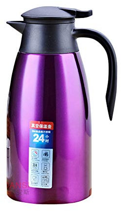 GUOCU Isolierkanne Edelstahl Quick Tip Verschluss Kaffee Thermos Kaffee Plunger Soft Grip,Lila,1.5 L（24 Hours Insulation）
