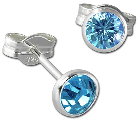 SilberDream Ohrstecker Damen 925 Silber hellblau Zirkonia Ohrringe 4mm D3SDO5534H Silber, Zirkonia Ohrschmuck für die Frau