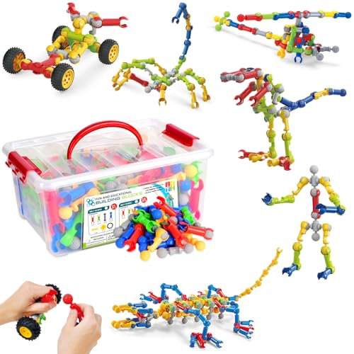 Kinder Bauen MINT-Spielzeug, 125-teiliges Baustein-Set, Erzieherische und Kreative Bausteine für Jungen und Mädchen im Alter von 3 4 5 6 7 8 9 10 Jahren, Geschenk Konstruktionsspielzeug für Kinder