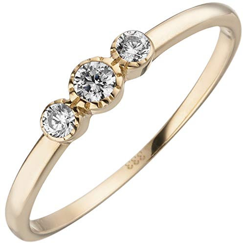 Jobo Damen-Ring aus 333 Gold mit 3 Zirkonia Größe 56