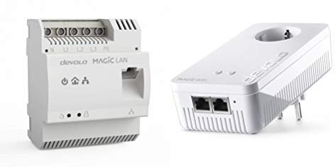 Devolo Magic 2 LAN DINrail: Powerline-Hutschienen-Adapter zur optimalen Verteilung von Internet über die Stromleitung im ganzen Haus + 2400 WiFi ac Next Single Adapter