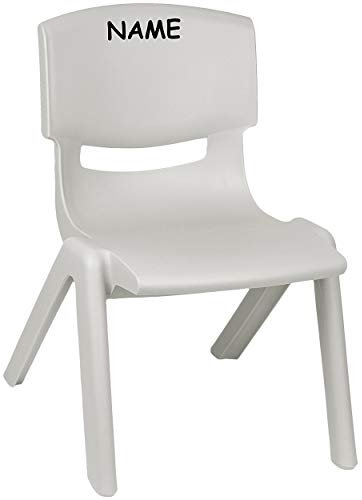alles-meine.de GmbH Kinderstuhl/Stuhl - Farbwahl - grau - Silber - inkl. Name - Plastik - bis 100 kg belastbar/kippsicher - für INNEN & AUßEN - 0-99 Jahre - stapelbar - Gar..