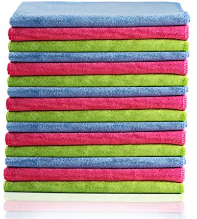 Glart Fusselfreie Mikrofaser-Auto-Reinigungstücher, weich, saugfähig und lackschonend, 40 x 40 cm - Blau, Grün, Rosa (15er-Pack)