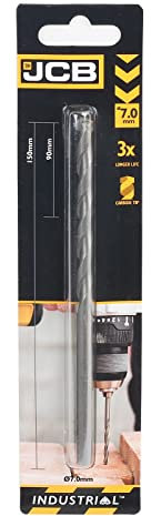 JCB Masonry Drill Bit 7 x 150 mm - Precision Ground Flutes, 135 Degree Tip Angle - Exceptional Durability Carbon Steel - 3 Year Standard Warranty