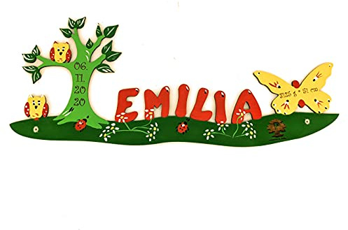 Türschild Name aus Holz für Kinder, Wunschname (Baum, 8 Buchstaben)
