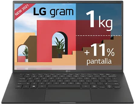 LG gram 14Z90P-G.AA88B - Odenador Portátil Intel Core EVO i7 14 pulgadas ultrafino, Windows 11, 16GB RAM, 512GB SSD, Teclado QWERTY, color Negro