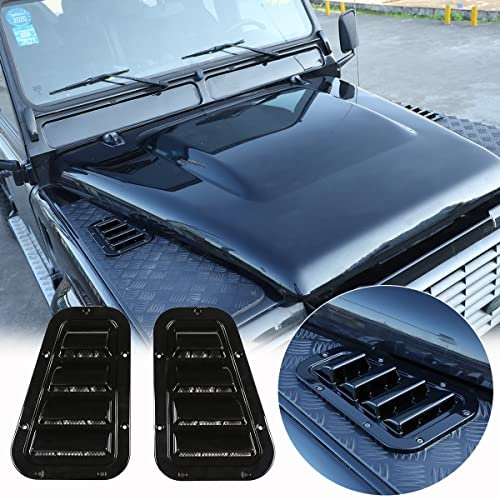 DIYUCAR 1 par de rejillas de ventilación para capó delantero de coche, cubierta lateral de acero para entrada de flujo de aire, cubierta de nieve para LR Defender 90 110 2004-2019