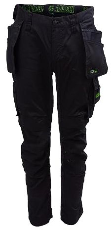 Apache Workwear Bancroft Slim Fit Trouser | Black/Grey Size 33 Leg 30 Waist | Holster Pockets | Twin Velcro Tool Holder | Knee Pad Pockets | 3D Stretch and Cordura Fabric