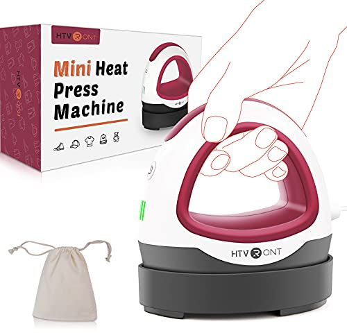 HTVRONT Mini Heat Press Machine for T-Shirts - Large Heat Plate Portable Heat Transfer Printer, Constant Temp Control, Fits for Crafts, T-Shirt, Hat, Cap, Pillows (Raspberry Red)