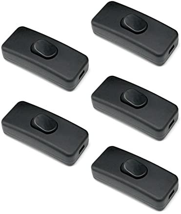5PCS Inline Switch for Table Lamp, Torpedo Switches Inline Cord Switch ON/Off Cable Switch for Desk Light 303 Table Dimmer Switch Bulb Switch Black for Bedroom Small Appliances