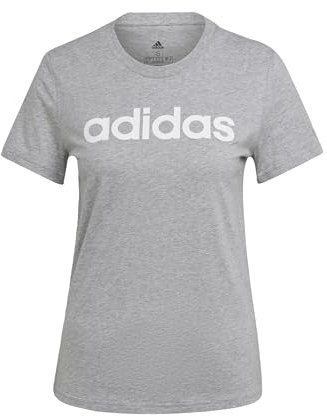 adidas Femme Essentials Slim Logo Tee, Medium Grey Heather/White, L