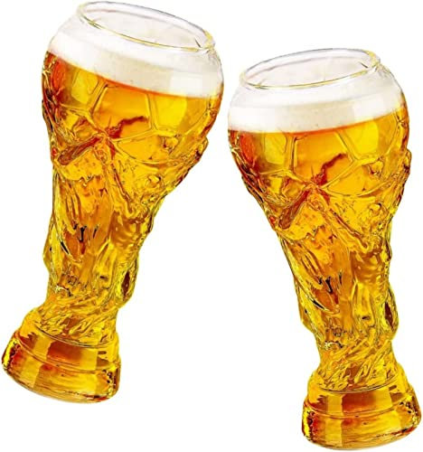 Tazza Di Birra Da Calcio - Bicchiere Da Birra Coppa del Mondo 2022, Coppe del Trofeo del Campionato di Coppa del Mondo, Birra in Vetro Cristallo, Forniture Bar per Guardare Calcio