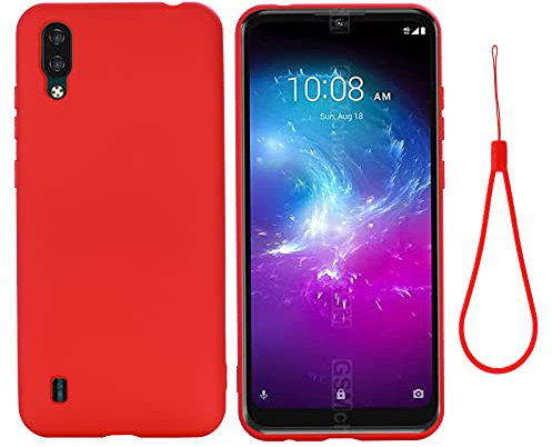 YKTO TPU Soft Silicone Funda para ZTE Blade A5 2020 Case Ultra Slim Cover Color Caramelo Correa Muñeca PC Carcasa Anti Rasguño y Huellas Dactilares Totalmente Protectora para ZTE Blade A5 2020,Rojo
