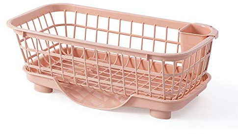 Rejilla de Secado de Platos de Plástico, Colador de Platos de Drenaje Rápido con Base Desmontable, Rejillas de Platos de Diseño de Escurridor para Mostrador de Cocina, Rejilla de Secado de(Rosa)