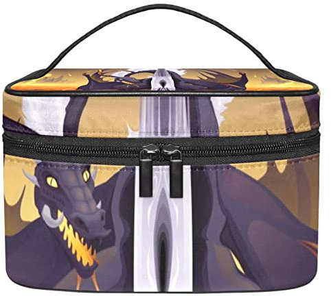Make-up-Organizer-Tasche, Reise-Make-up-Tasche, Organizer-Etui, tragbare Kosmetiktasche für Frauen und Mädchen, Toilettenartikel, Drachen, Lava, cool, Mehrfarbig, 22.5x15x13.8cm/8.9x5.9x5.4in