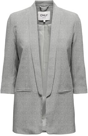ONLY Damen Blazer Onlelly 3/4 Life Blazer TLR Noos, Light Grey Melange,34