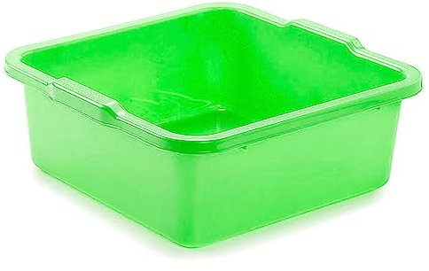 ACAN Tradineur - Cubo, Barreño, Tina Multiusos - Fabricado en plástico - Producto y Utensilio de Limpieza - Forma Cuadrada - Capacidad de 11 litros - 14x36x35 cm - Color Verde