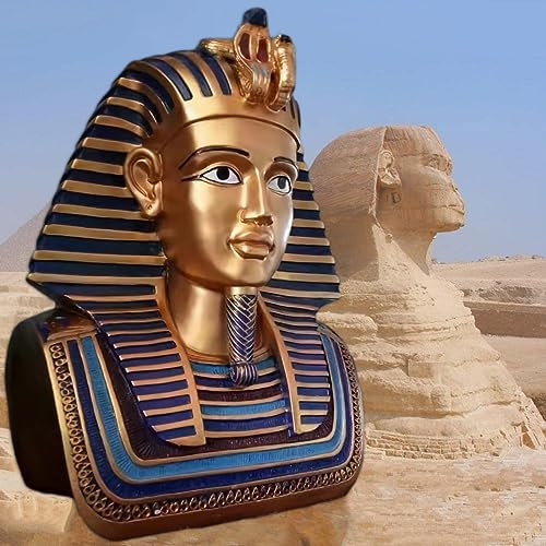 NUNETH Ägyptische Statue, Büste des Pharao Tutanchamunen, Heimdekoration, Ornament, Sammlerskulptur, Harz, Gold, 29 x 26 x 38 cm