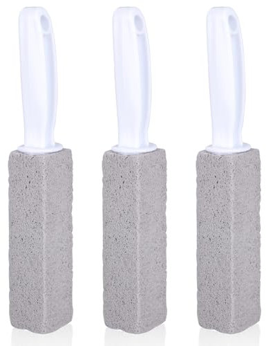 Kinwodon 3 Pcs Pumice Stone for Toilet, Toilet Cleaner Brush with Extra Handle Replaceable Design Toilet Bowl Cleaner and Descaler 3 Cleaning Stones Refills for Toilet Bathtub Sink Swimming Pool