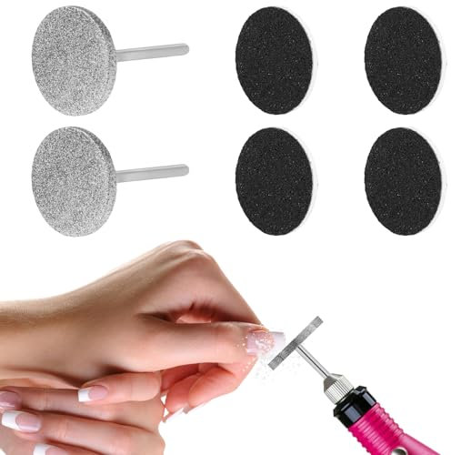 TIESOME Schleifscheibe Maniküre,2 Stück mattierter Kopf mit 4 Stück Feet Grinder Schleifpapier Schleifscheiben Ersatz-Schleifpapier Scheiben-Werkzeug Schleifscheiben für Nagel Tote Haut Rissige Ferse