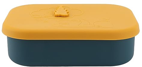 Lonchera de silicona, 3 compartimentos divididos, rectangular, aislamiento de olores, lonchera Bento portátil para adultos (amarillo)