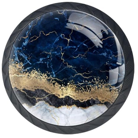 4Pcs Drawer Knobs White Blue Marble Cabinet Knobs Cupboard Handles Hardware Round Mushroom Door Pull Handle for Cabinet Wardrobe Drawer Bedroom Bathroom Furniture