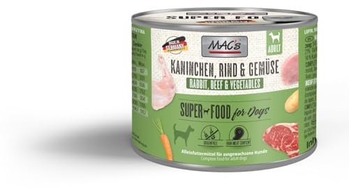 Mac's Dog Super Premium Nassfutter für Hunde, 6 x 200 g (Kaninchen, Rindfleisch und Gemüse)
