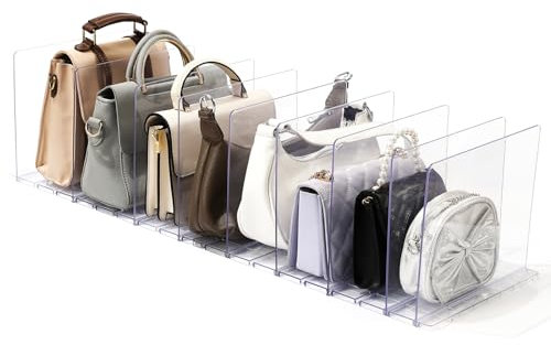 TaoQ C 10 Piezas Separadores de Estantes para Bolsa, Divisores de Estante de Armario de Bolso Separadores de Estantes de Bolso de Acrílico para Cocina del Estudio del Dormitorio, Transparencia