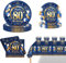 POPOYU 69Pcs 80th Birthday Party Tableware Navy Blue,80thBirthday Napkins Blue and Gold,80th BlueGold Table Cloth,80thBirthday Paper Plates and Cups for Men Women Birthday Gifts Party Supplies