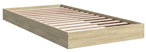 vidaXL Cadre de lit chêne Sonoma 100x200 cm Bois d'ingénierie, Meuble de Chambre à Coucher, sommier, lit de Palette, lit, lit Simple, lit à Panneaux