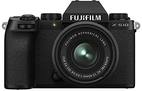 Fujifilm X-S10 Mirrorless Digital Camera, Black, with XC15-45mmF3.5-5.6 PZ Optical Image Stabiliser Lens (Renewed)