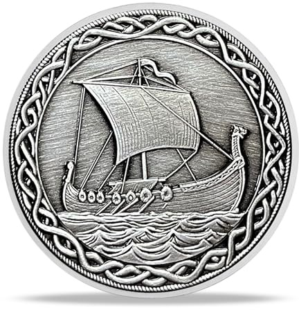 AtSKnSK Wikinger Yggdrasil Münze Nordische Runen Mythologie Krieger Symbol | Lebensbaum Wikinger Gedenk Münze Amulett Wikinger Geschenke für Männer Damen