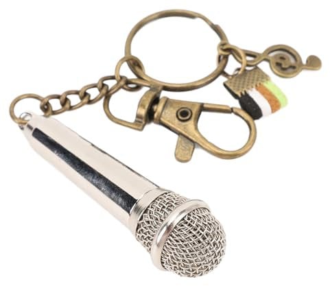 Wifehelper Keychain Microphone Pendant, Miniature Mic Model Keyring Gifts for Music Lover, Bag Charm, Miniature Microphone Decor Fashion Accessory