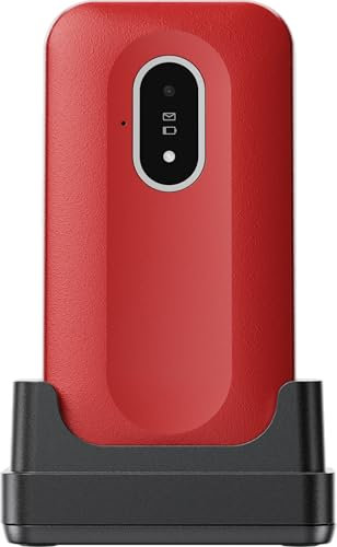 DORO - Doro Leva L20 - Seniorenhandy - 4G-Klapphandy ohne Vertrag - Großes Display - Käftiger Klang in HD-Qualität - Kamera - Notruftaste mit GPS - Inklusive Ladestation - Rot/Weiß