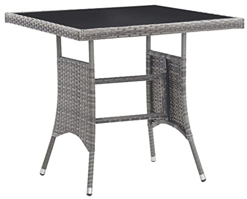 Makastle Table de Jardin Gris 80x80x74 cm résine tressée