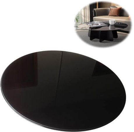 IMUNKT Dessus De Table Noir en Verre Trempé, Plateau De Table Rond, Ronde Dessus De Table Verre 8mm Épaisseur, pour Table À Manger, 100cm 90cm 80cm 60cm 50cm(18inch/45cm)