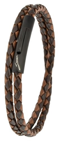 Simaru Echtleder Armband mit Edelstahl Hakenverschluss für Frauen & Männer Made in EU, hautfreundliches Wickelarmband echtes Leder (Braun mix, S -Handgelenkumfang bis 16cm)