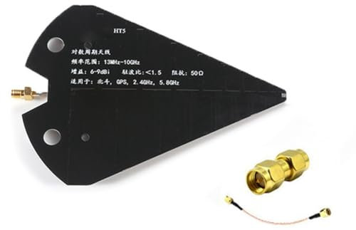 Muuoeou HT5 Logarithmisch-Periodische Antenne 1,3-10 GHz Breitband-Richtantenne Hohe Verstärkung 6-9 DBi 50 Ω für VHF UHF SHF Beidou GPS